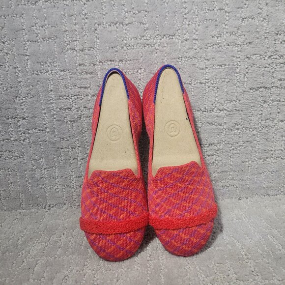 Rothy's The Loafer Girls Size US 1 Red Pomegranate Grid Round Toe Slip on Shoes - Picture 1 of 10